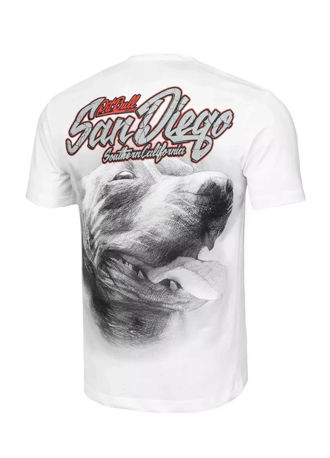 Koszulka męska T-Shirt Pit Bull San Diego Dog biała