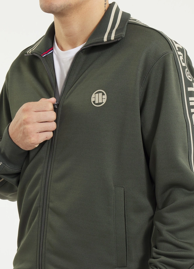 Bluza męska rozpinana Pitbull Pit Bull Tape Logo 25 Trackjacket zielona