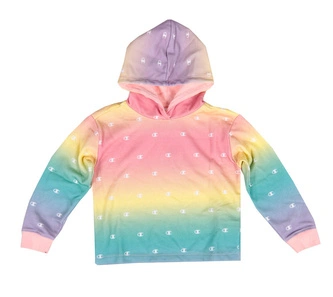 Bluza dziecięca crop-top Champion Allover pink/violet/yellow