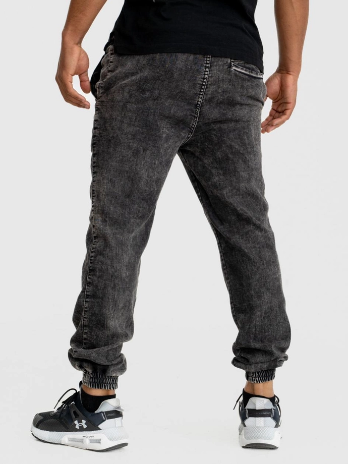 Spodnie męskie Jeans Jogger Jigga Wear Mini Haft Logo Washed sprane czarne