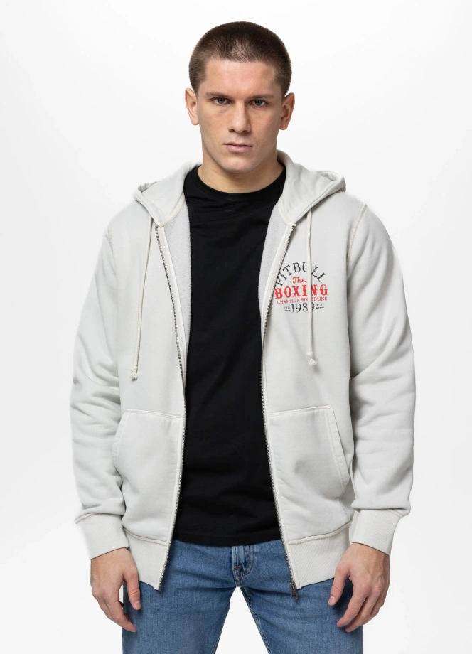 Bluza męska rozpinana z kapturem Pitbull Champion Bloodline biała