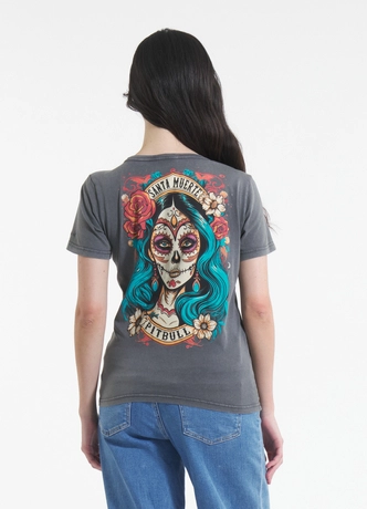 Koszulka damska T-shirt Pit Bull Santa Muerte 25 szara