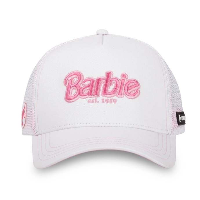 Czapka z daszkiem z siatką Capslab Barbie unisex biało/różowa
