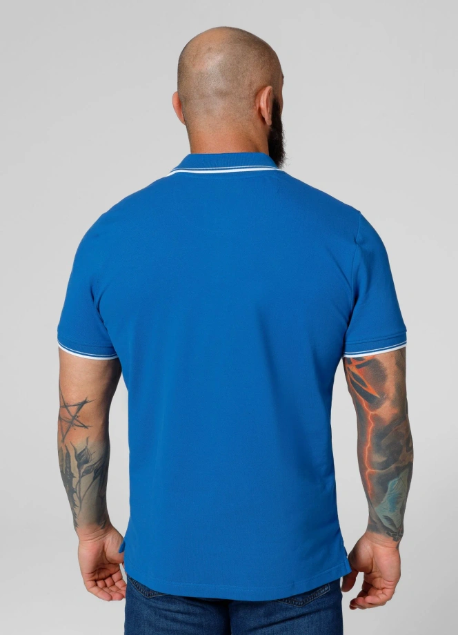 Koszulka męska Polo Pitbull Pique Stripes Regular niebieska