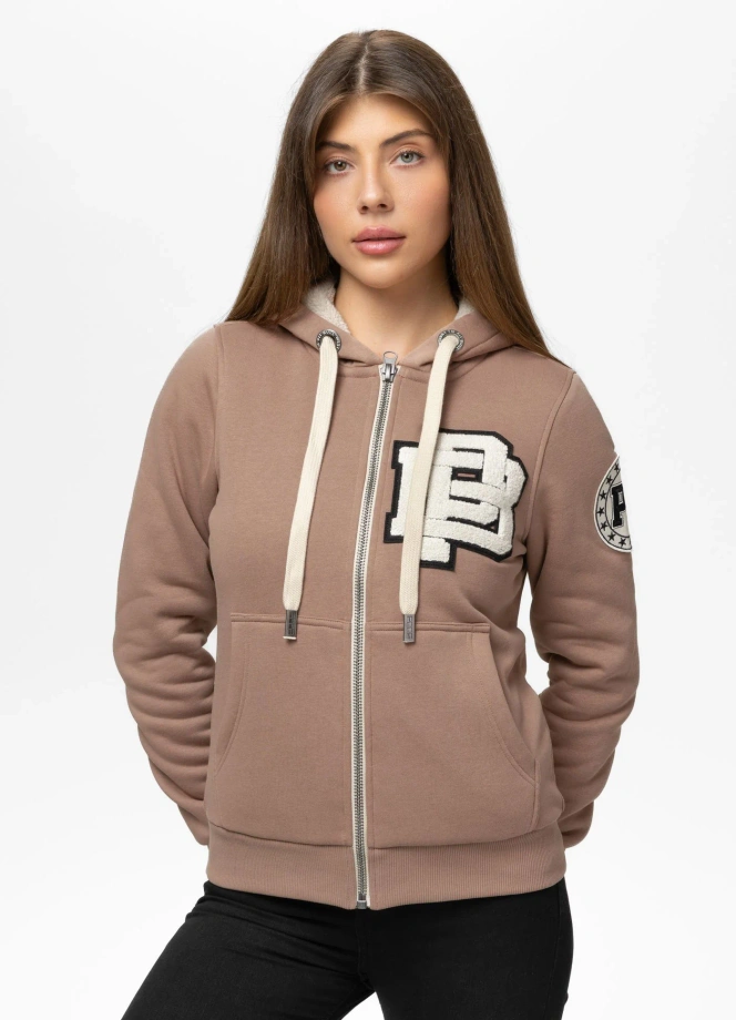 Bluza damska z kapturem ZIP Pit Bull Ruffina PB jasno brązowa