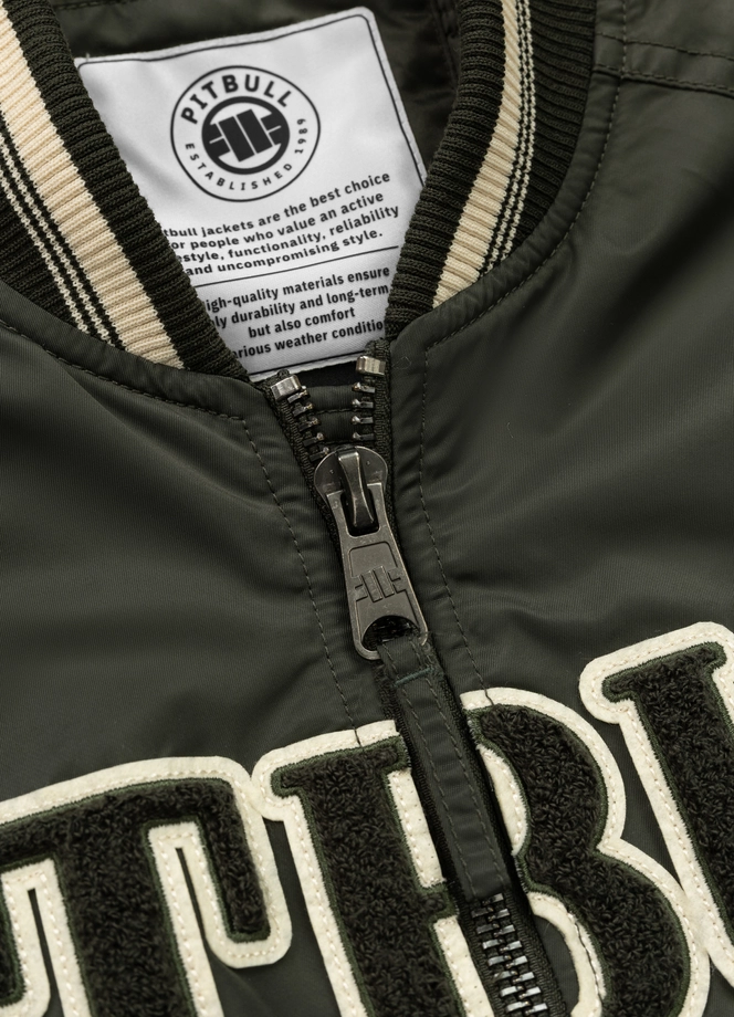 Kurtka męska przejściowa bejsbolówka Pit Bull Detroit ciemno zielona