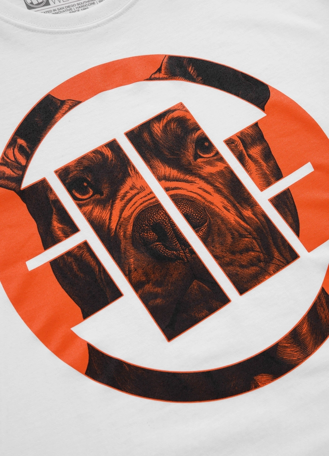 Koszulka męska T-Shirt Pit Bull Pitbull Orange Dog 24 biała