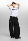 Spodnie dresowe damskie oversize Prosto Baloon sprane czarne