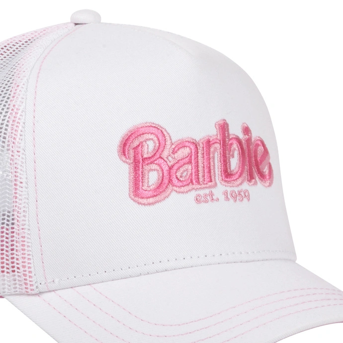 Czapka z daszkiem z siatką Capslab Barbie unisex biało/różowa