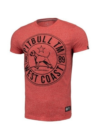 Koszulka T-Shirt Pit Bull Circle Dog red melange 
