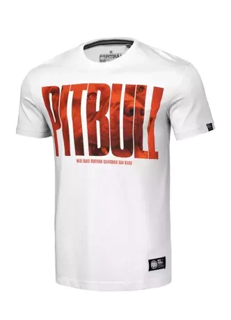 Koszulka męska T-Shirt Pit Bull Orange Dog biała