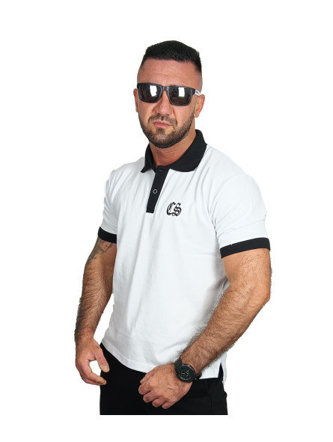 Koszulka męska T-shirt Polo Ciemna Strefa RPK CS Gotyk biała