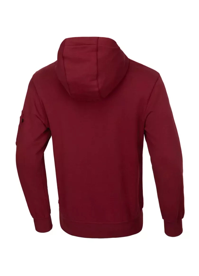 Bluza męska z kapturem Pitbull Pit Bull Everts Zip Terry bordowa