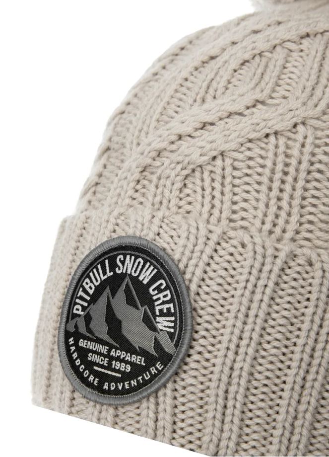 Czapka zimowa z pomponem Pit Bull Snow Crew Beanie Bubble beżowa