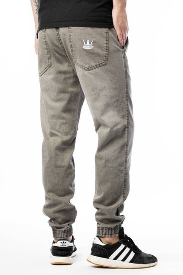 Spodnie jeans jogger Jigga Wear Crown grey/green