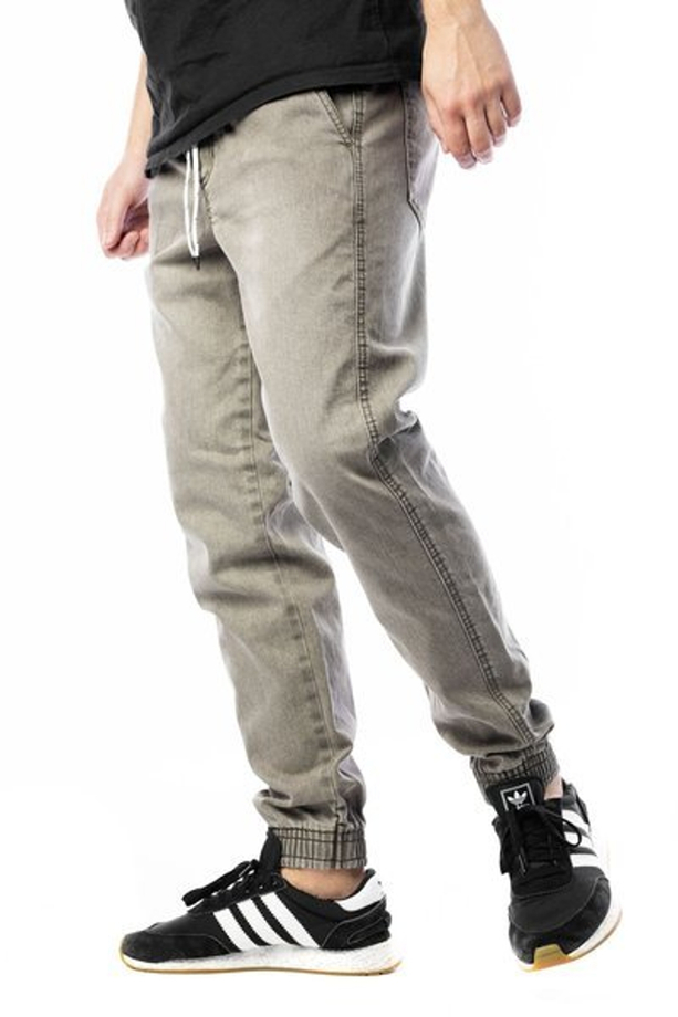 Spodnie jeans jogger Jigga Wear Crown grey/green