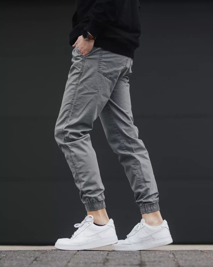 Spodnie męskie jogger Jigga Wear Dark Grey Stripe szare