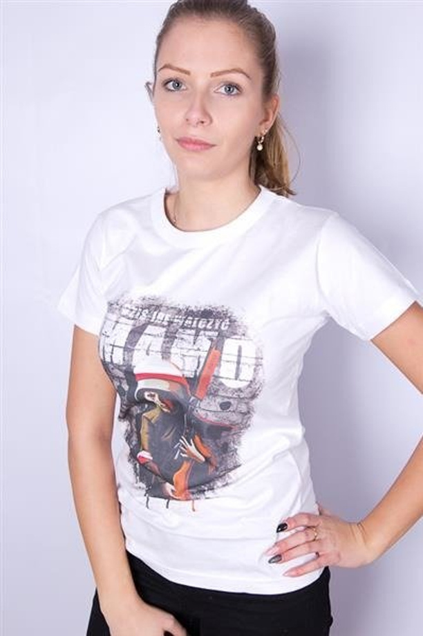 T-shirt Damski Patriotic idę walczyć biały